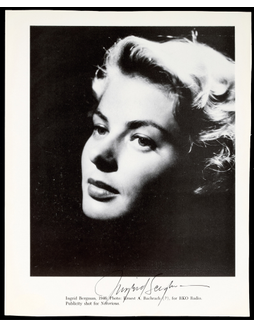 “好莱坞第一夫人”英格丽·褒曼 （Ingrid Bergman ）亲笔签名照，附证书