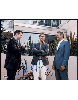 “《十三罗汉》主演” 布拉德·皮特（Brad Pitt）、乔治·克鲁尼（George Clooney）、马特·达蒙（Matt Damon）3人联合签名剧照，附证书