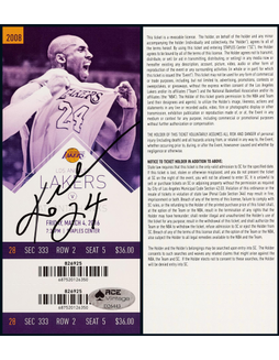 “黑曼巴”科比·布莱恩特（Kobe Bryant）亲笔签名NBA比赛门票，附证书