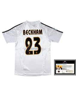 “足坛万人迷”大卫·贝克汉姆（David Beckham）亲笔皇家马德里队球衣，附证书