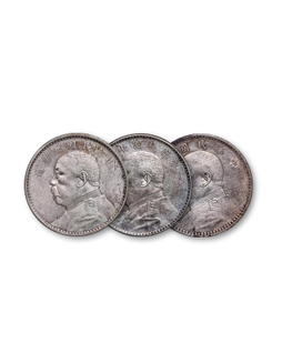 1914-1921年民国三年、九年、十年袁世凯像壹圆银币各一枚
