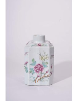 粉彩花卉茶叶罐
