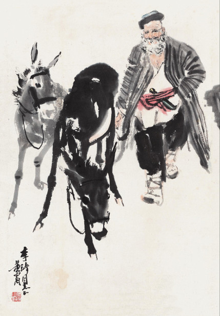 维族老人和他的毛驴