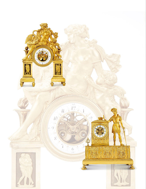 法国 拿破仑一世时期 “丽达与天鹅”帝政风格铜鎏金座钟