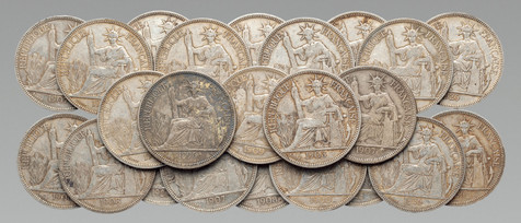 法属印度支那（安南）贸易银币一组二十三枚