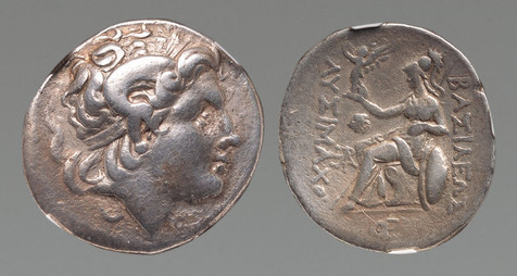 古希腊公羊角亚历山大四德银币一枚