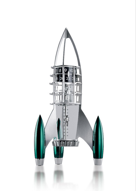 MB&F / L’EPEE 1839设计 DESTINATION MOON系列 不锈钢镀钯金 卫星火箭小台钟 绿色版 全球限量50台 2017年制