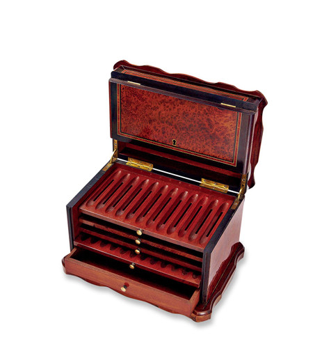 欧洲 精致桃花芯木雪茄盒 约1890-1910年制