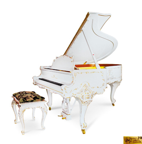 德国 施坦威 steinway & sons 路易十五风格 白色鎏金外壳钢琴 特别定制款 1984年制