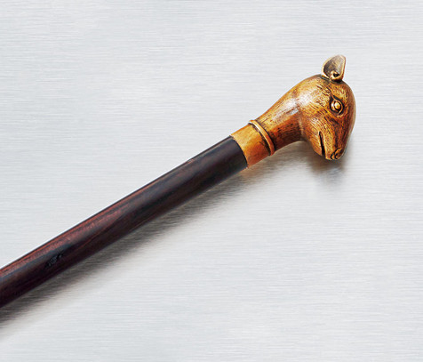 欧洲 木质兽首手杖