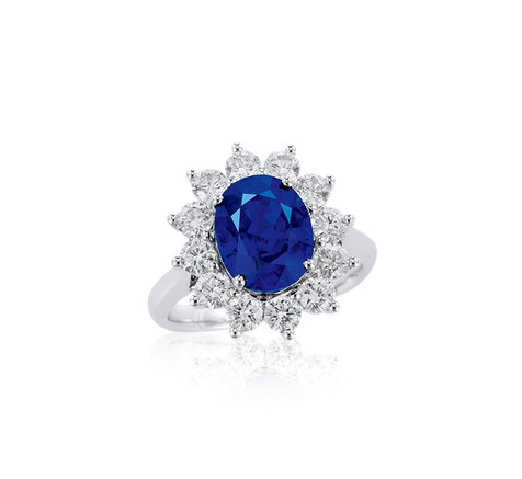 3.86克拉缅甸皇家蓝蓝宝石配钻石戒指 未经加热