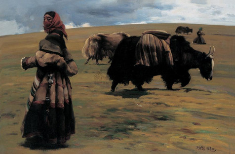 藏女和她的牦牛队