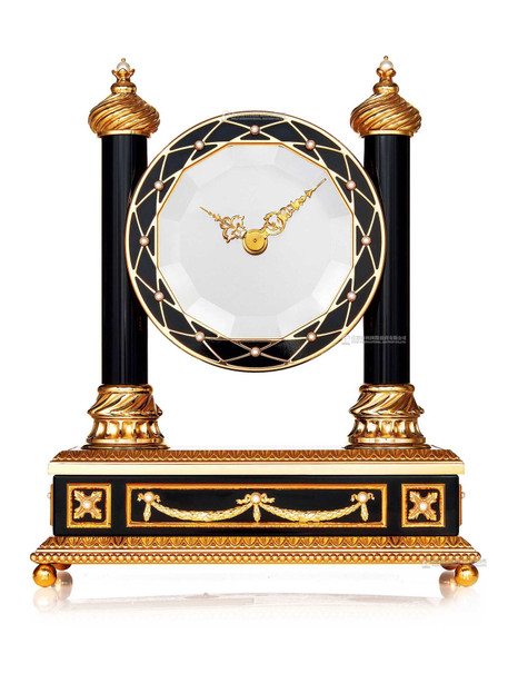 法贝热  银鎏金神秘时间小台钟 富兰克林铸币厂特制