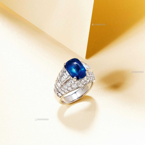 宝格丽（Bulgari）设计 4.78克拉克什米尔蓝宝石配钻石戒指，未经加热
