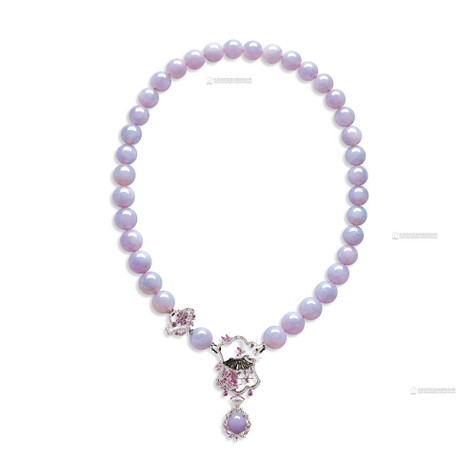 龙梓嘉设计 天然紫罗兰翡翠珠配钻石及彩色宝石项链