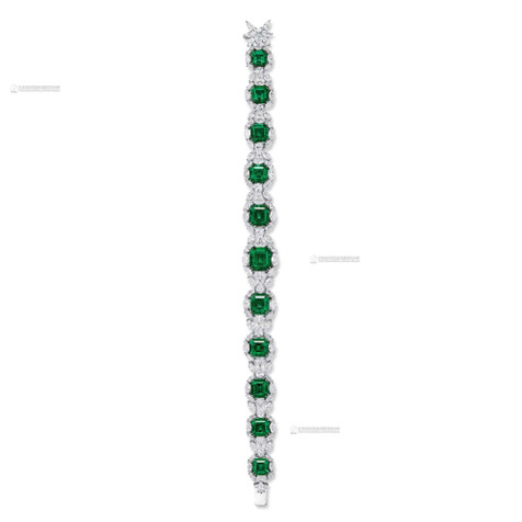 11颗总重15.78克拉哥伦比亚祖母绿配钻石手链，未经注油