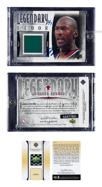 2000-01赛季 Upper Deck Legends系列 迈克尔·乔丹（Michael Jordan）回购地板实物签字球星卡，限量7张，附Upper Deck证书
