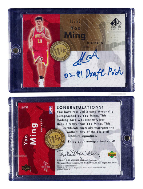 2005-06赛季 Upper Deck SP Signature Edition系列 姚明（Yao Ming）铭文签字球星卡，限量50张