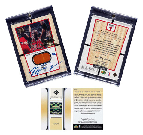 1999-00赛季 Upper Deck系列 迈克尔·乔丹（Michael Jordan）回购总决赛地板实物签字球星卡，限量6张，附Upper Deck证书
