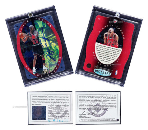 1995-96赛季 Upper Deck SPx系列 迈克尔·乔丹（Michael Jordan）Record Breaker签字球星卡，附Upper Deck Authentic证书