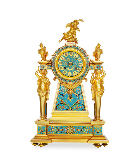 法国 铜鎏金掐丝珐琅座钟
