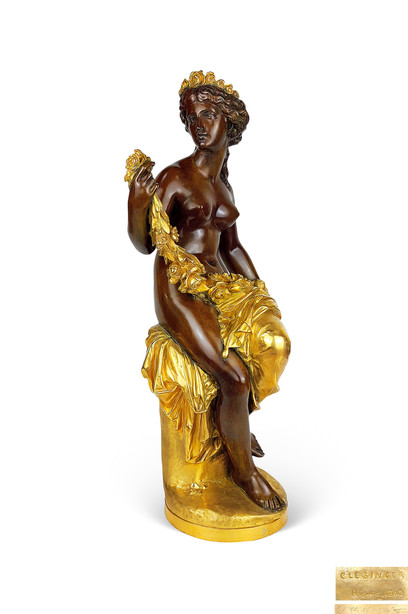 法国 AUGUSTE CLÉSINGER作品 “春之神佛洛拉”铜鎏金雕塑