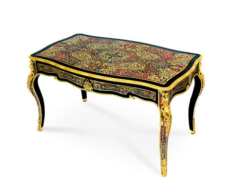 法国 拿破仑三世时期 布勒风格 铜鎏金镶嵌乌木书桌