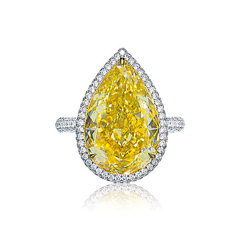 约11.1克拉淡彩黄色VS1净度钻石配钻石戒指
