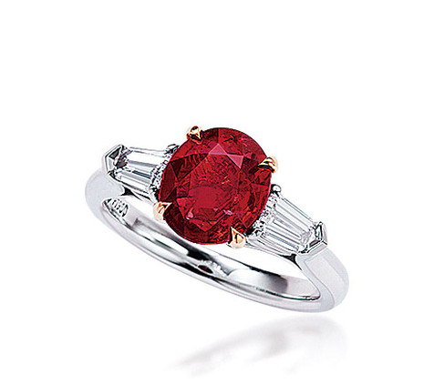 海瑞·温斯顿设计 Harry Winston 2.00克拉缅甸「鸽血红」红宝石配钻石戒指 未经加热