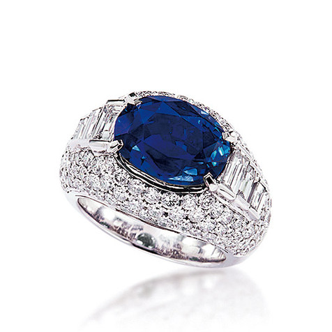 宝格丽设计 Bvlgari 7.63克拉斯里兰卡蓝宝石配钻石戒指 未经加热