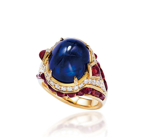 宝格丽设计 Bvlgari 10.73克拉蓝宝石配钻石及红宝石戒指 未经加热