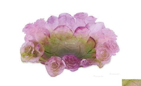 法国 都慕DAUM出品 水晶玫瑰装饰花盘