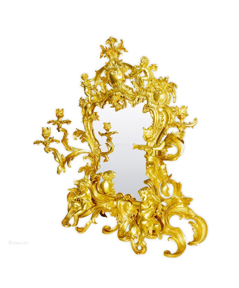 法国 洛可可风格 铜鎏金梳妆镜