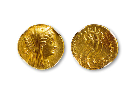 古希腊埃及托勒密王朝八德拉克马金币一枚