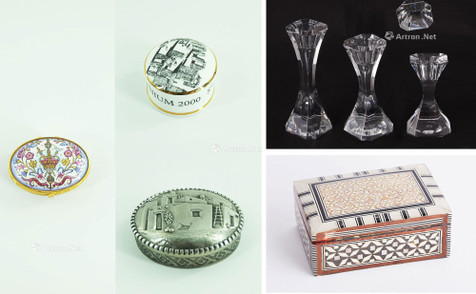英国皇家设计师协会制作骨瓷首饰盒与20世纪Villeroy & Boch水晶烛台 等七件