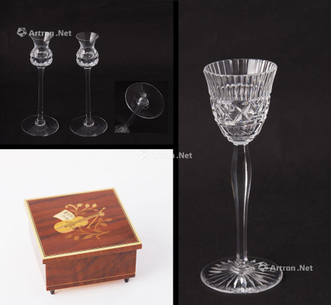19世纪水晶烛台与20世纪手工音乐珠宝盒等四件