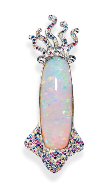 Wendy Yang设计 33克拉欧泊配钻石及彩色宝石「安达曼乌贼」胸针