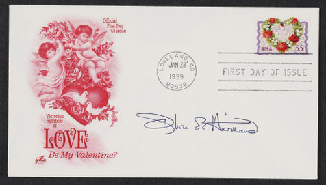 “美国著名女星”奥莉薇·黛·哈佛兰（Olivia de Havilland）亲笔签名信封，附证书