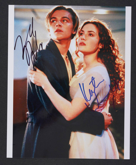 “泰坦尼克号电影男女主角”莱昂纳多·迪卡普里奥（Leonardo DiCaprio）、凯特·温斯莱特（Kate Winslet）二人联合亲笔签名照，附证书