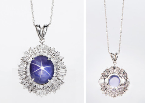 900铂金9.20克拉斯里兰卡紫色星光蓝宝石配钻石项链，未经加热