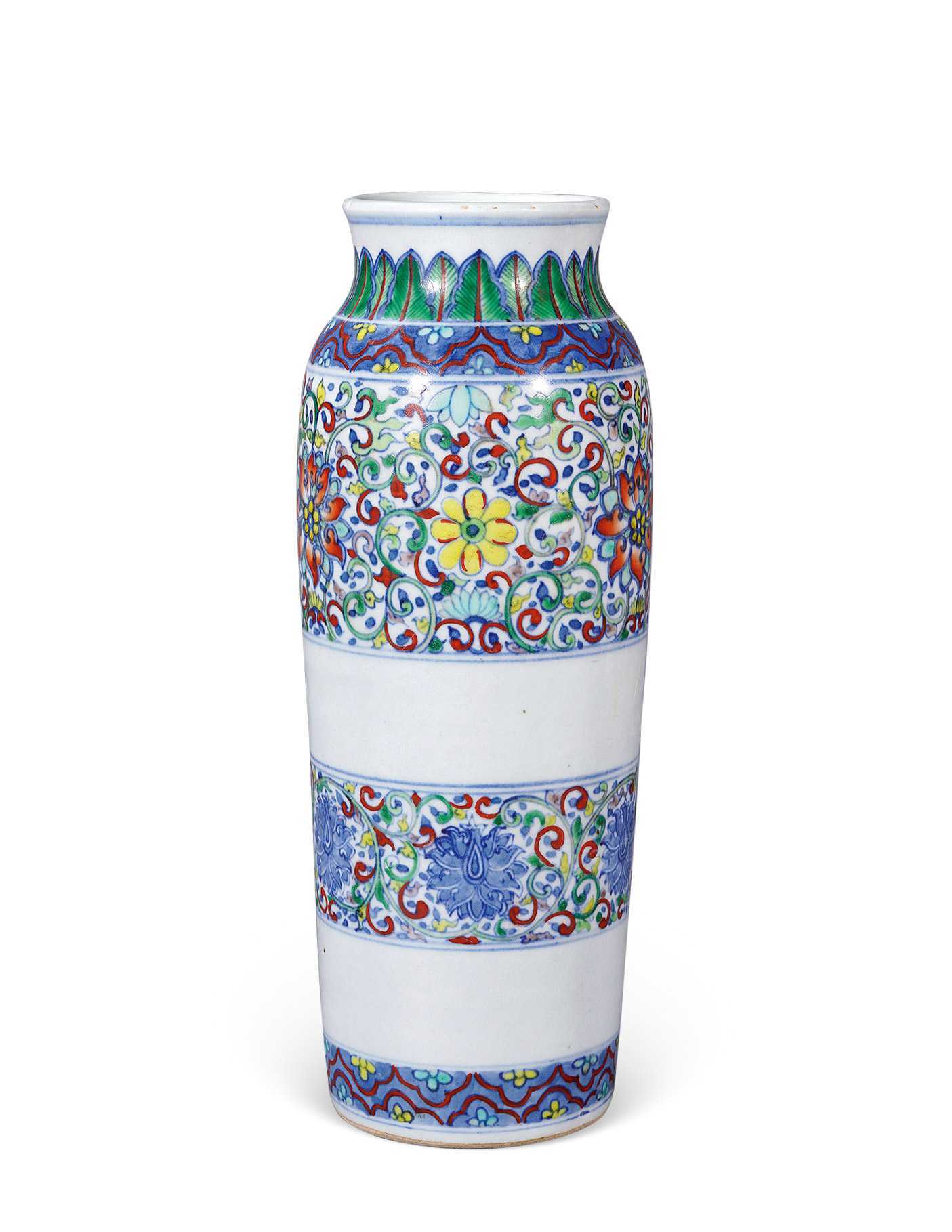 斗彩花卉筒瓶-瓷器 玉器 工艺品-雅昌拍卖