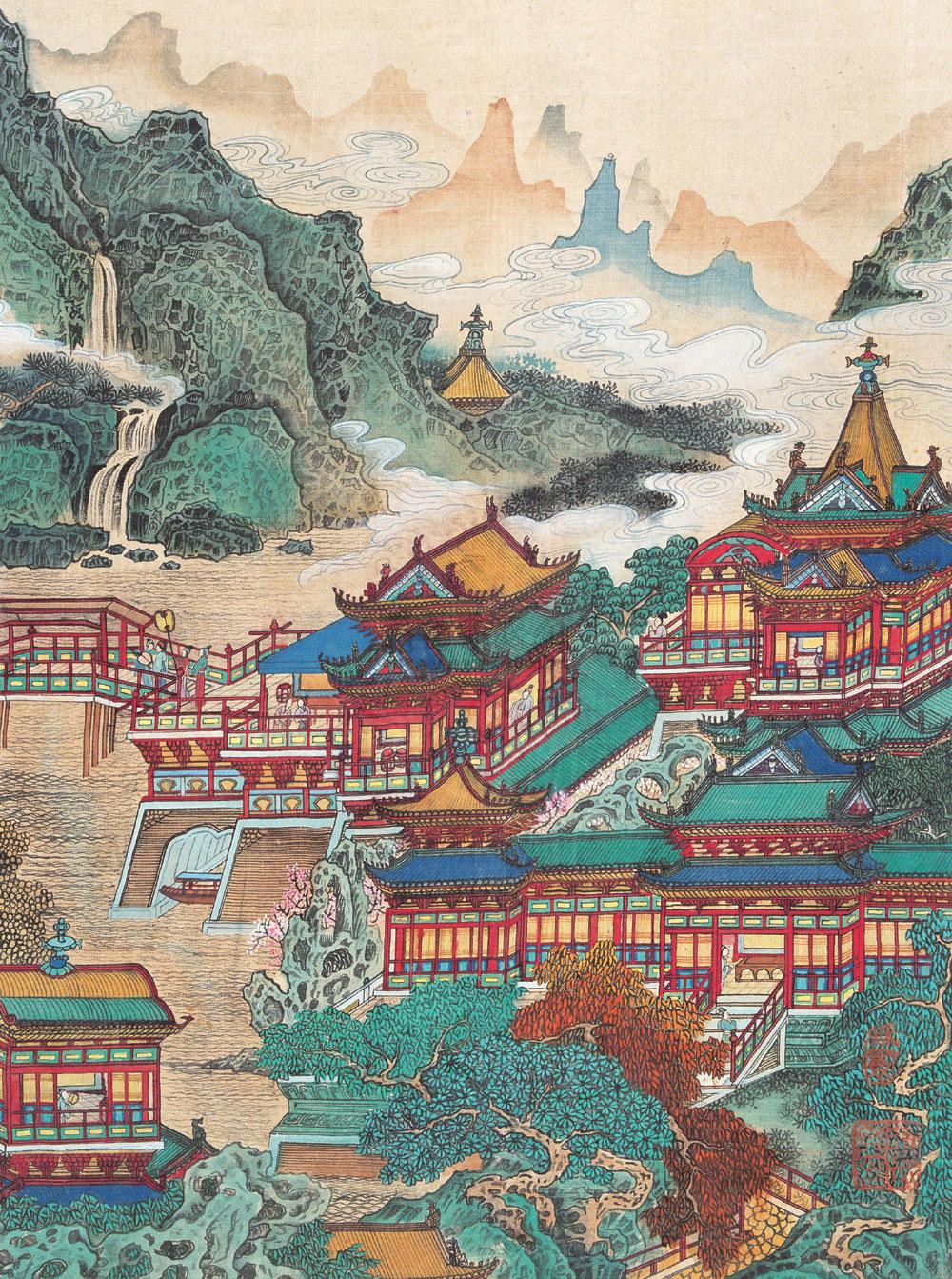 0259 界画山水 立轴 设色纸本