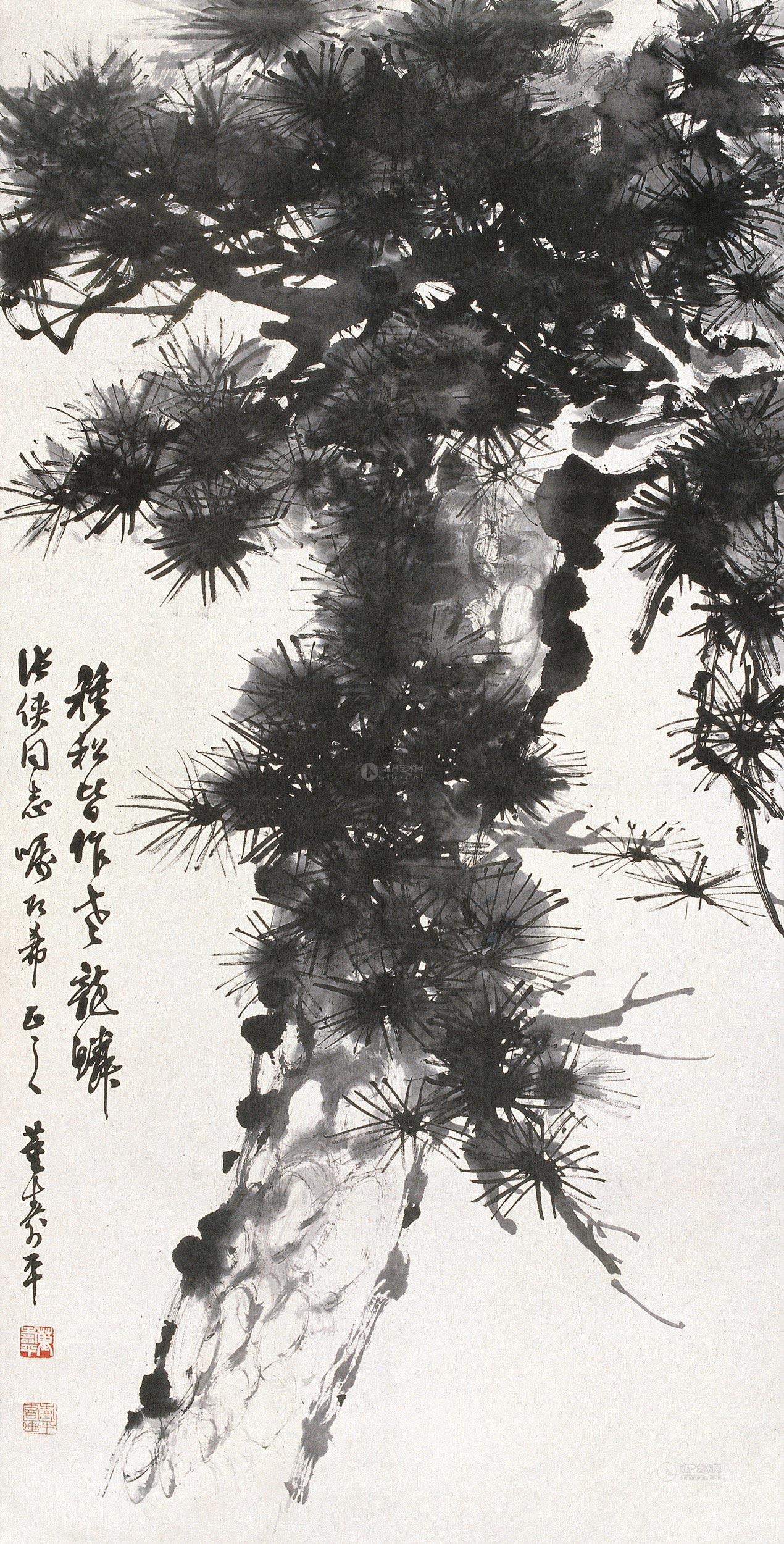 0603松树立轴水墨纸本