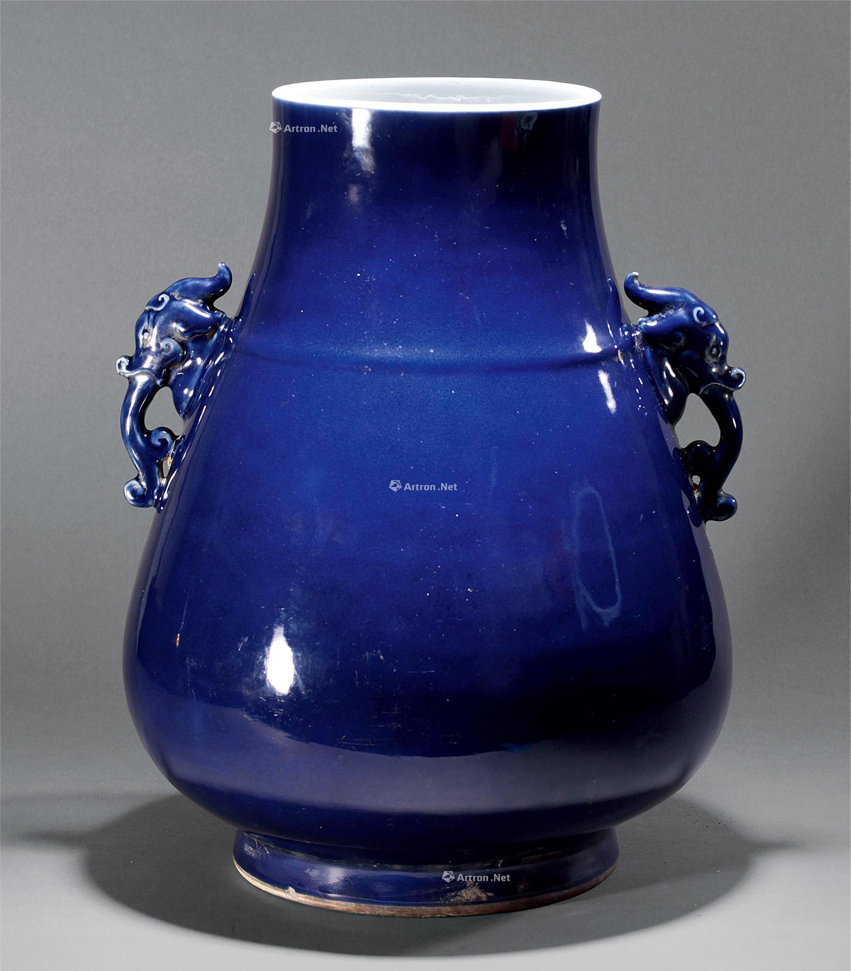 霁蓝釉象耳尊-中国古董珍玩-雅昌拍卖