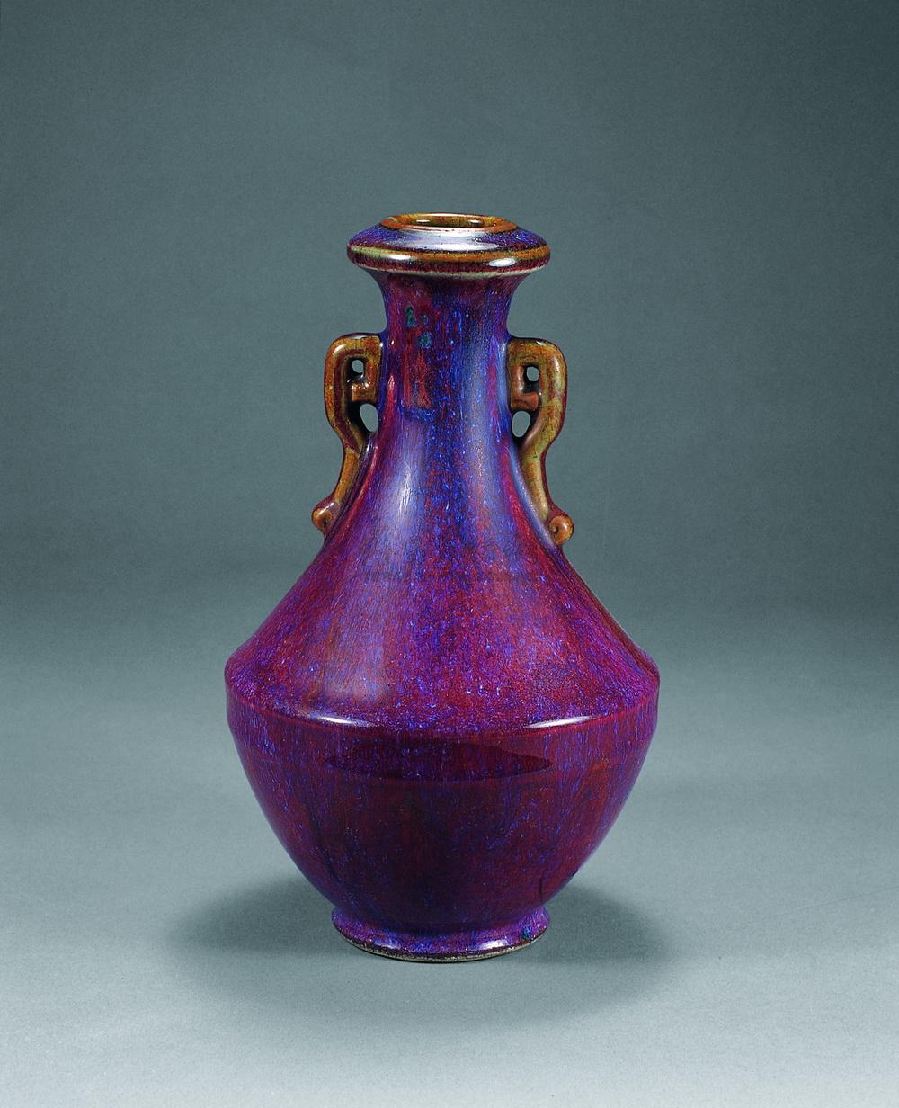 1017 清雍正 窑变釉双耳盖碗尊