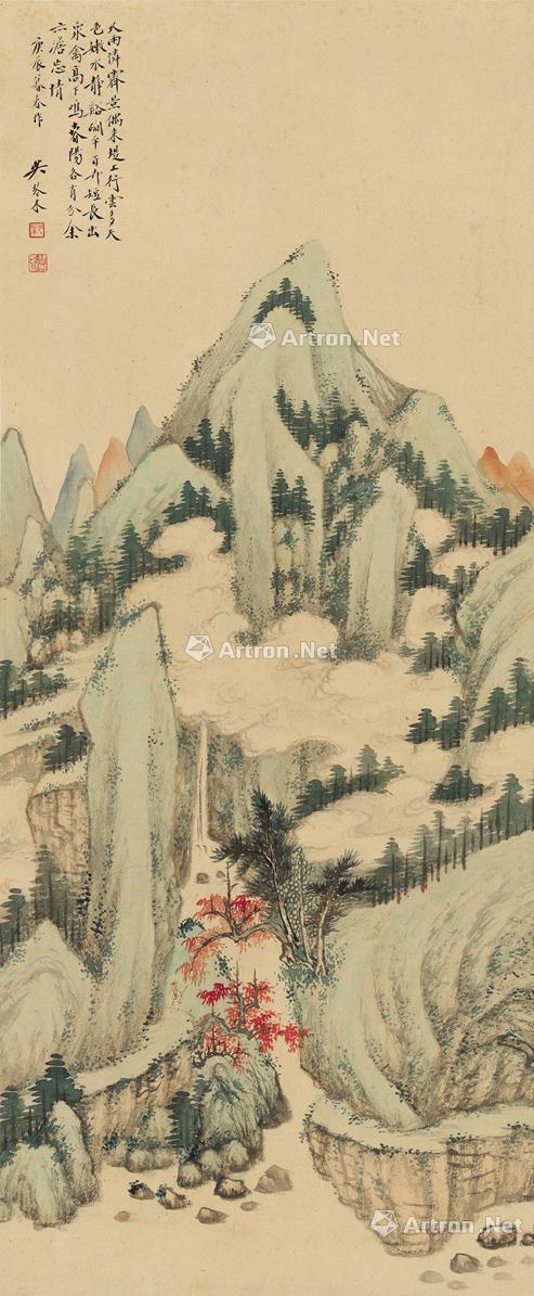 2437 1940年作 溪山云霭图 立轴 设色纸本