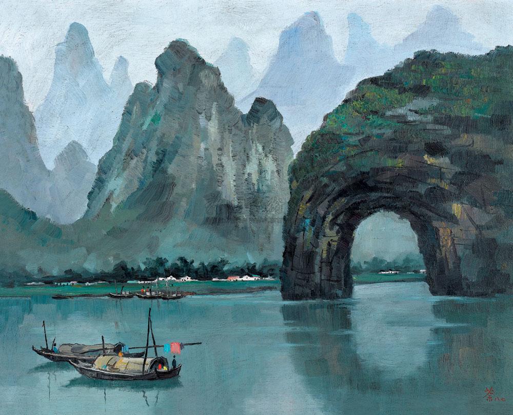 00651987年作桂林象鼻山布面油画