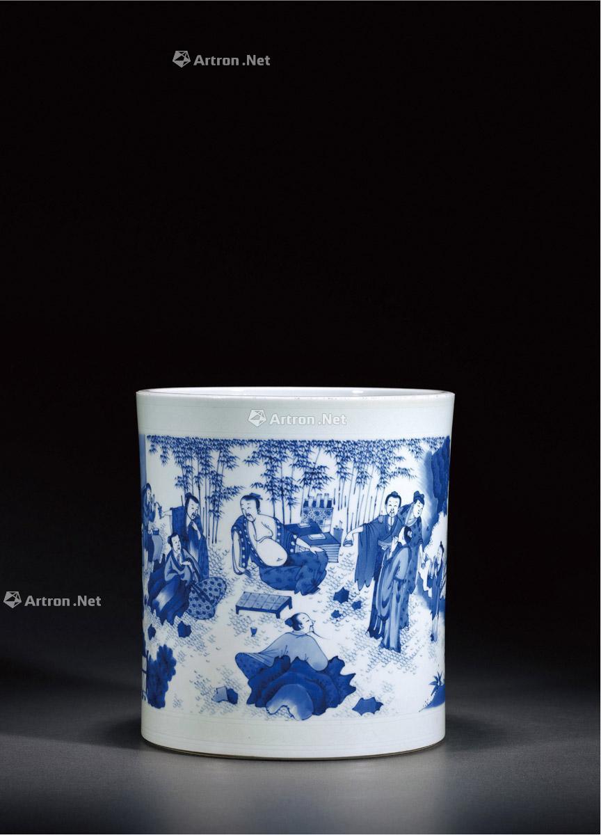 1872 明崇祯 青花竹林七贤图笔海