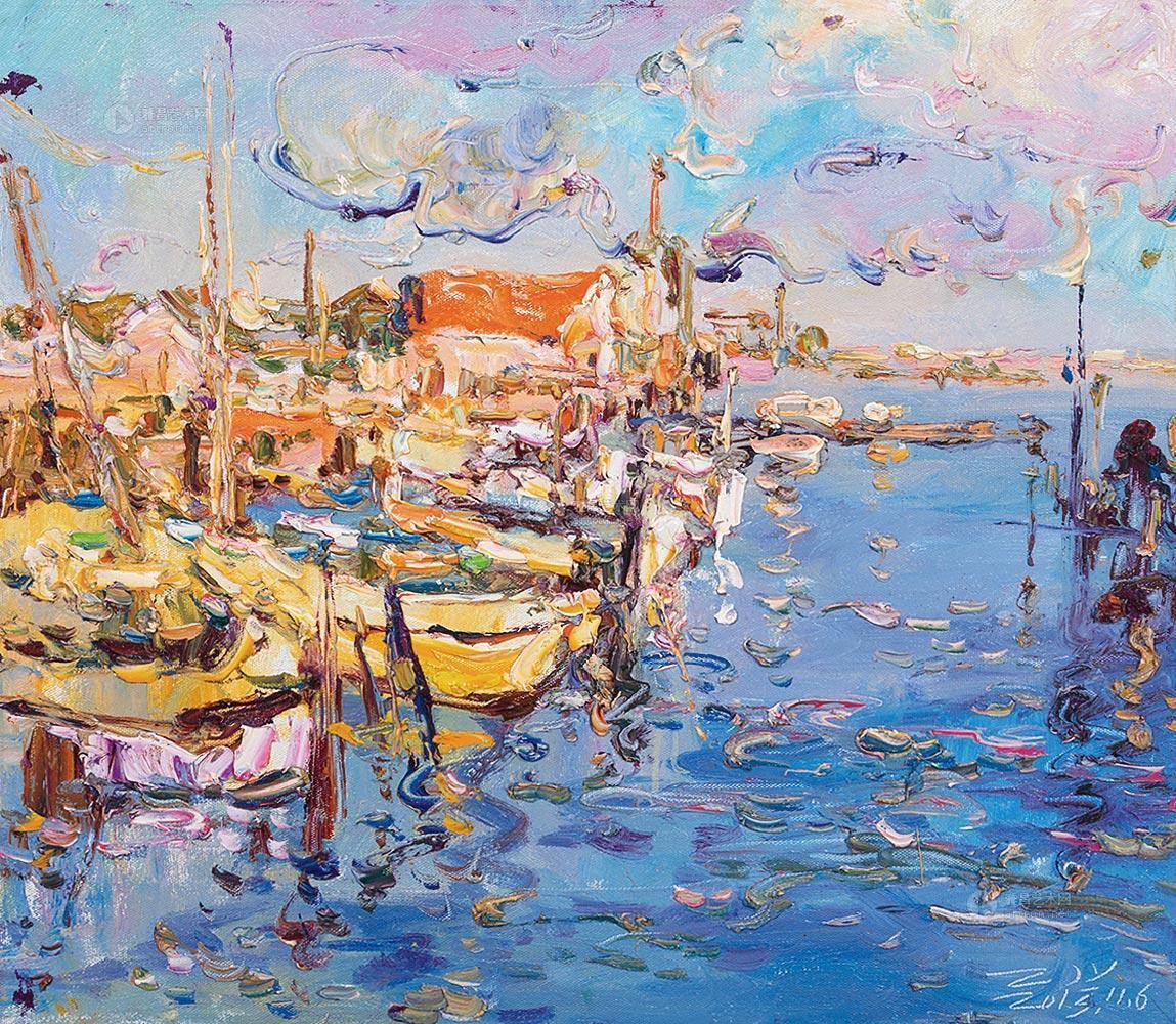 01092013年作安大略湖畔印象布面油画