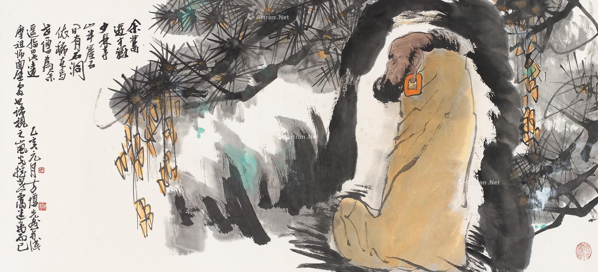 0368 乙亥(1995)年作 达摩面壁 镜片 设色纸本